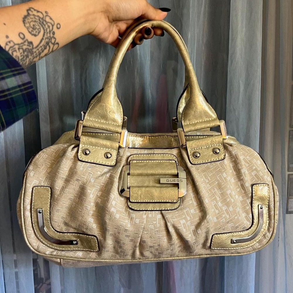 GUESS Baby Belle Champagne Metallic Satchel